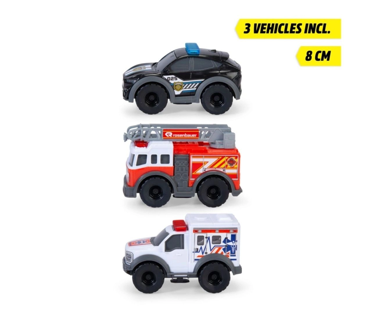 Micro Vehicle Playset - 3 pcs with flashlight