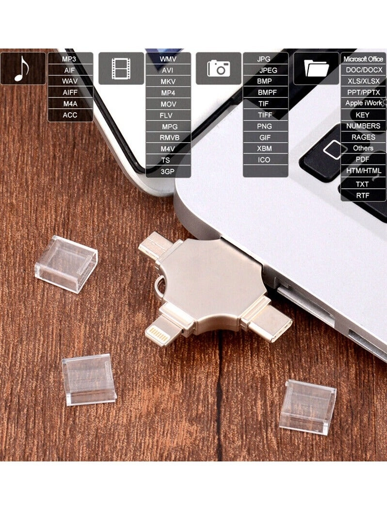 High Speed 4 In 1 Multi-function OTG USB Flash Drive - USB 3.0 Type-C 512GB