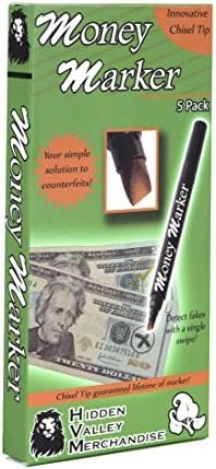 HVM Money Marker - 5 Counterfeit Pens Chisel Tip
