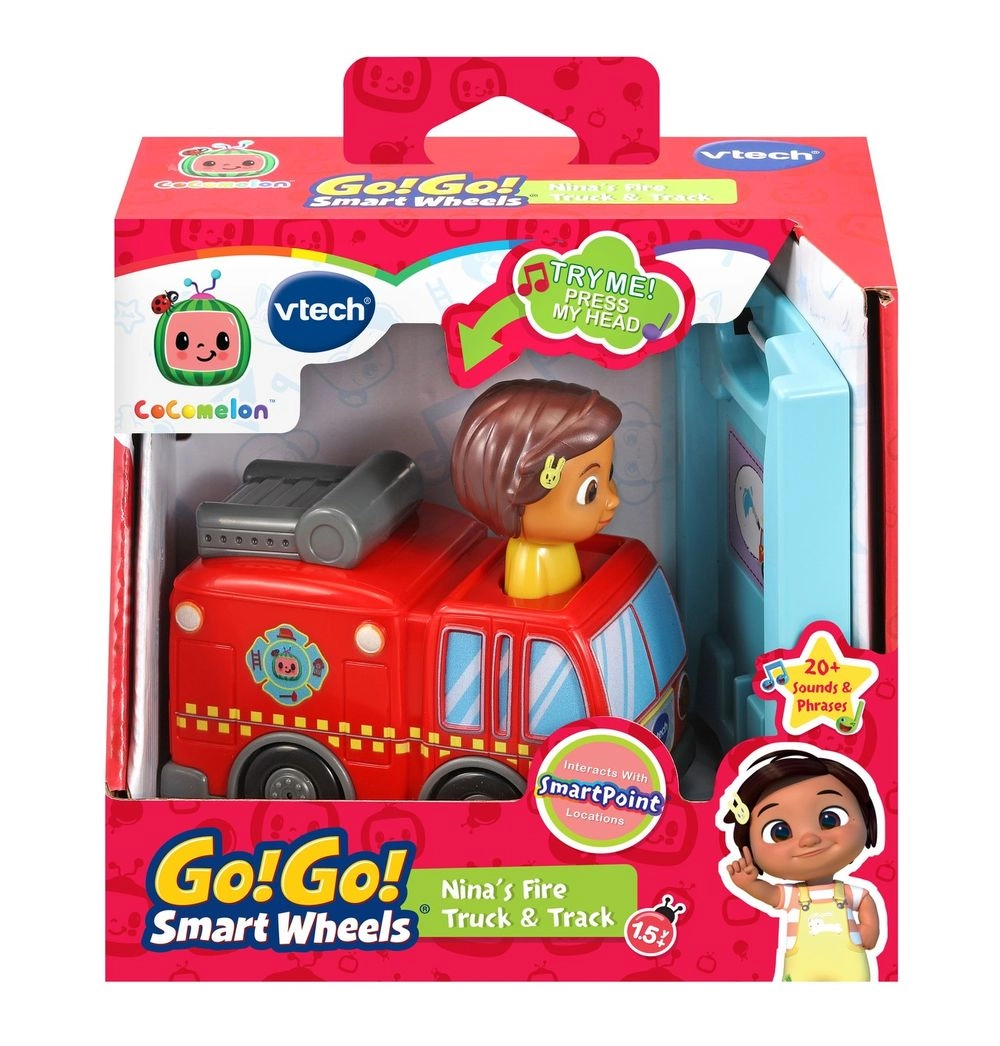 Cocomelon Go! Go! Smart Wheels Nina’s Fire Truck & Track - Fire Sounds & Songs