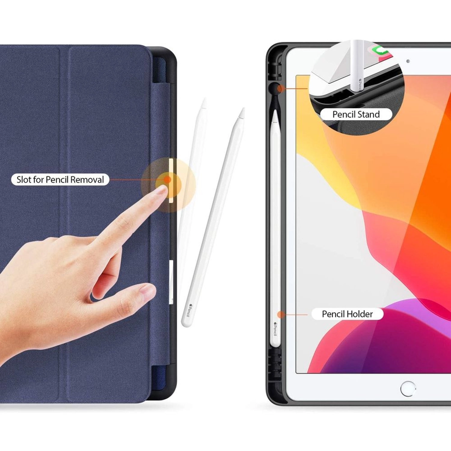 Trifold Stand Case with Pencil Holder for iPad 7th Generation 10.2-inch (2019)