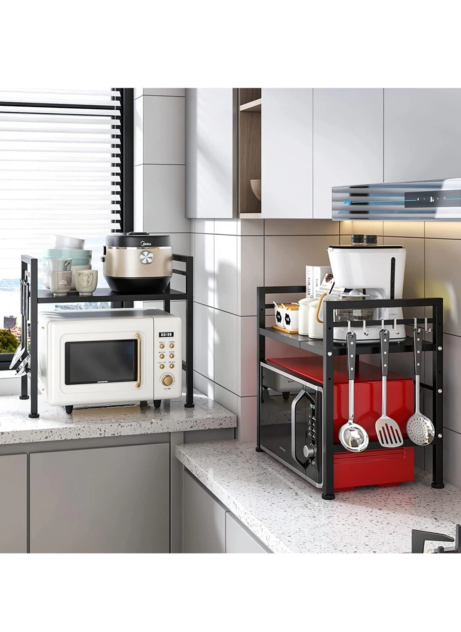 Microwave Oven Rack - Single Layer 6 Hook