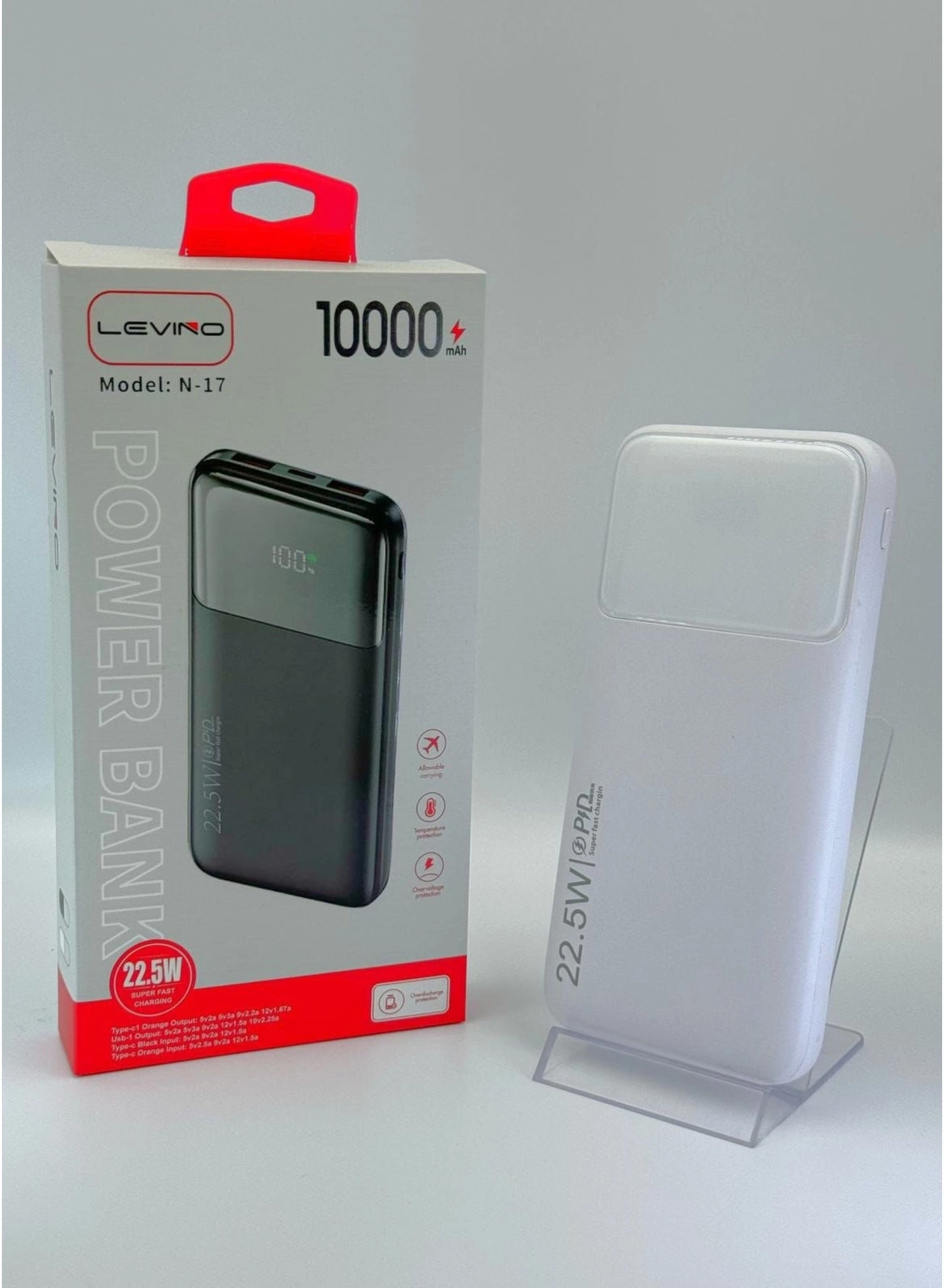 N17 - 10000mAh 22.5W Fast charging 2 USB 1 Type-C