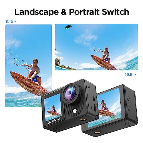 Dual Screen Sports Camera 4K30 32GB Bundle