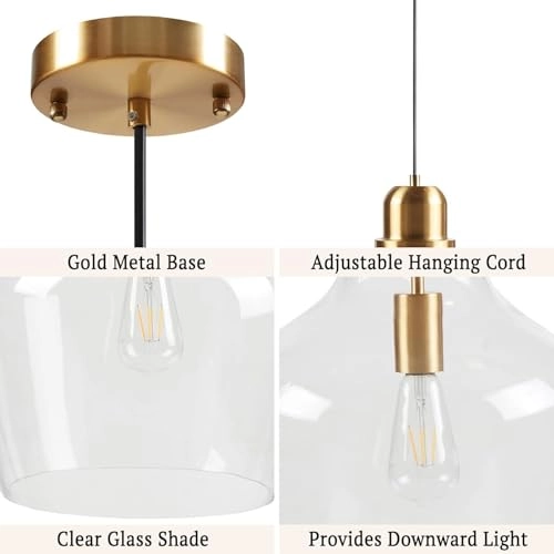 Auburn Pendant - Bell Shaped Glass Gold