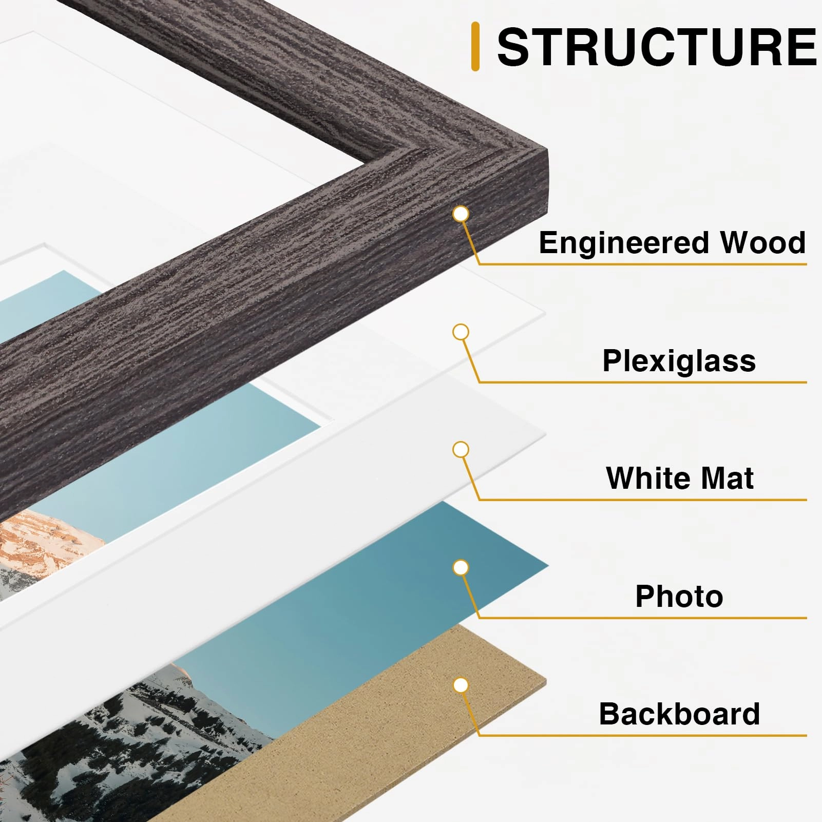 Picture Frames Set - 10 Pack Rustic Grey