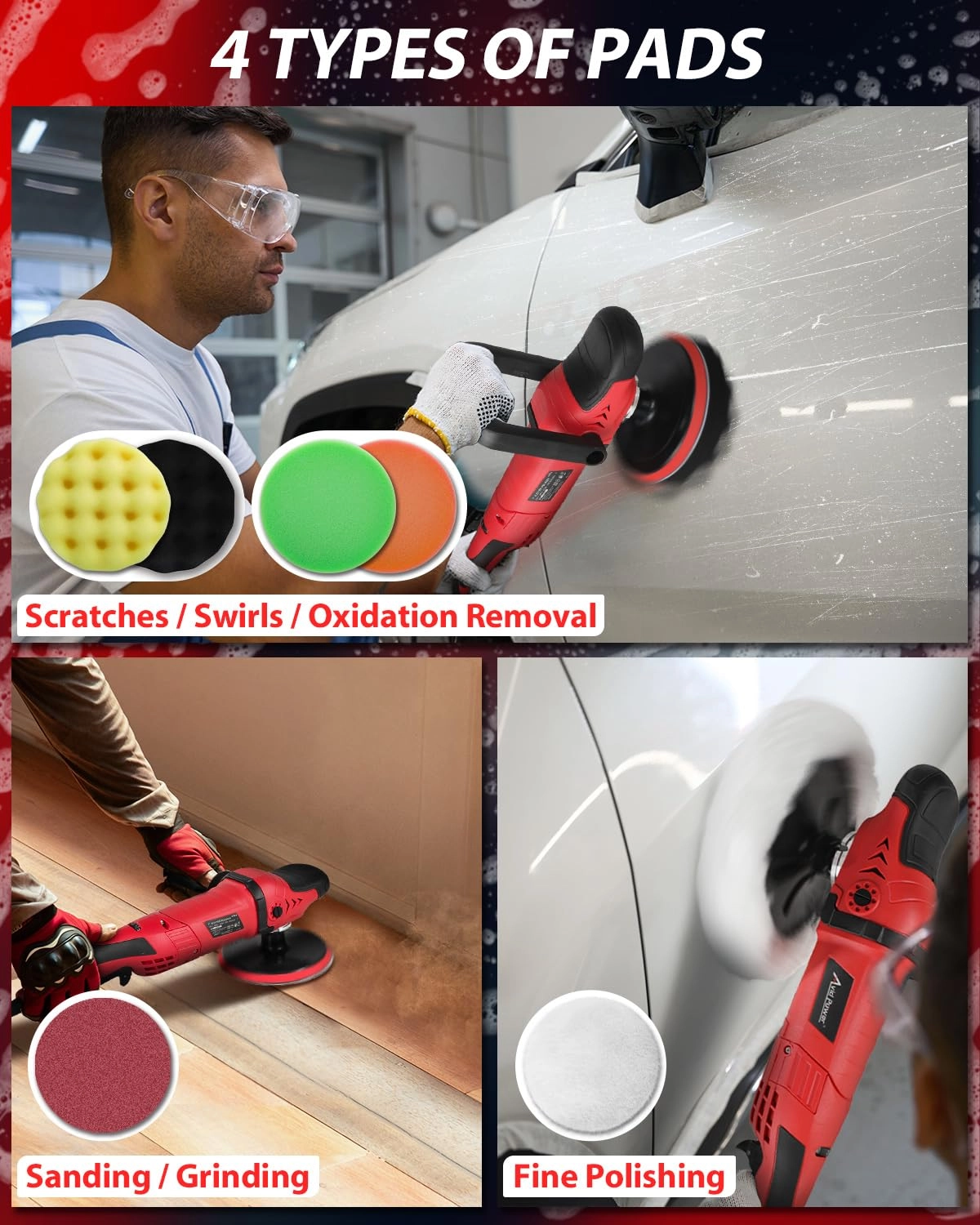 Car Buffer Polisher - 1200W 7 Inch/6 Inch