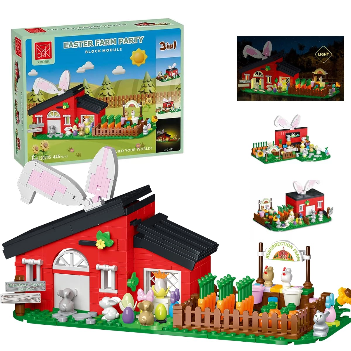 Moke Building Toy Factory Easter Bunny Farm Building Blocks - bunny 445 pcs