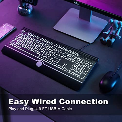 Large Print Backlit Keyboard - QWERTY Wired/Wireless