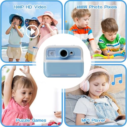 Instant Print Camera - 1080 HD Dual-Lens 1500mAh
