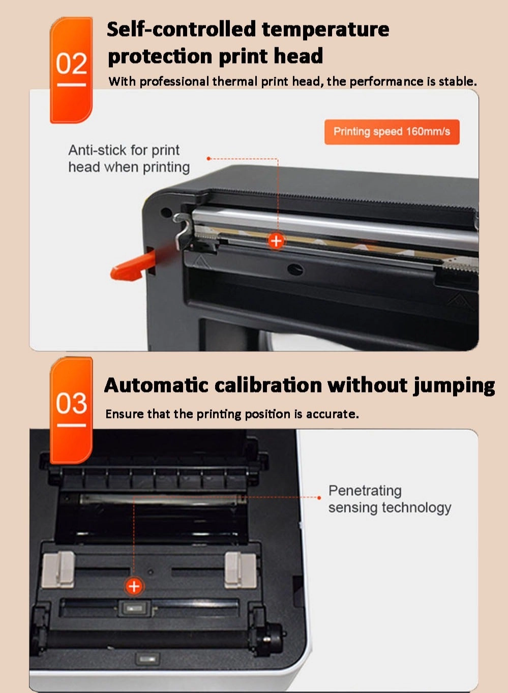 Thermal Label Printer - USB Bluetooth Connection Paper Slot