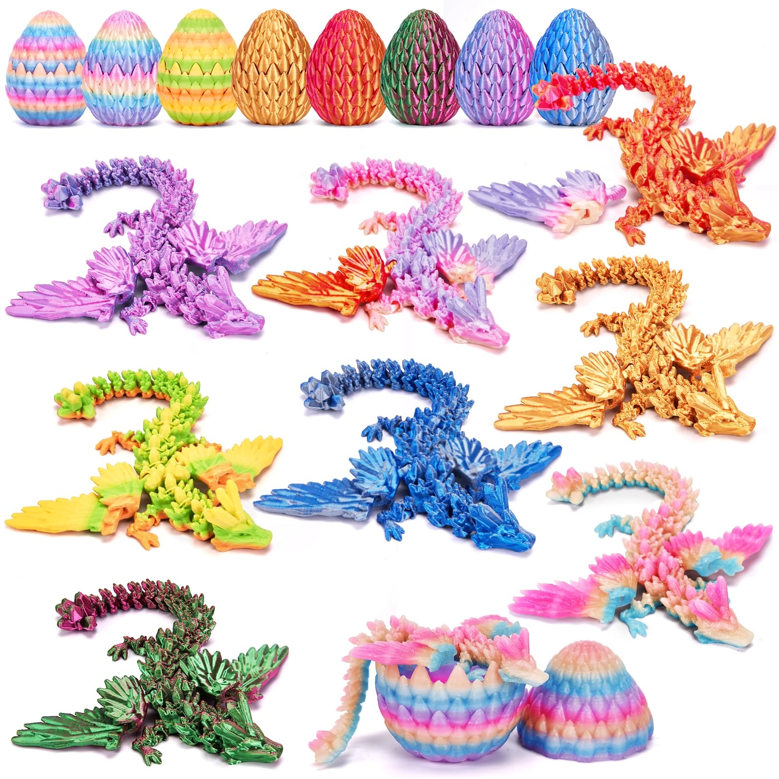 BaiYiGou Store 3D Printed Dragon Egg - Dragon 8-piece