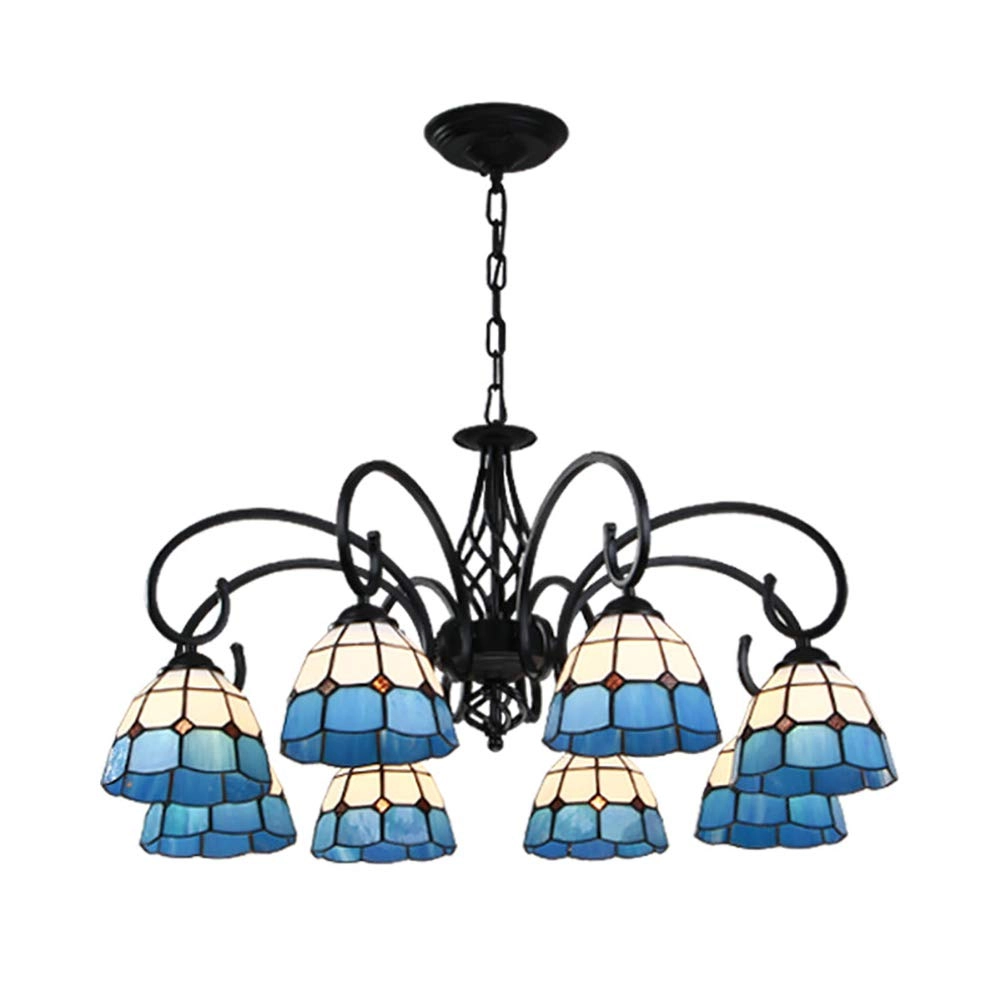 Tiffany Round Chandelier - E27 Colored Peach 30*19cm