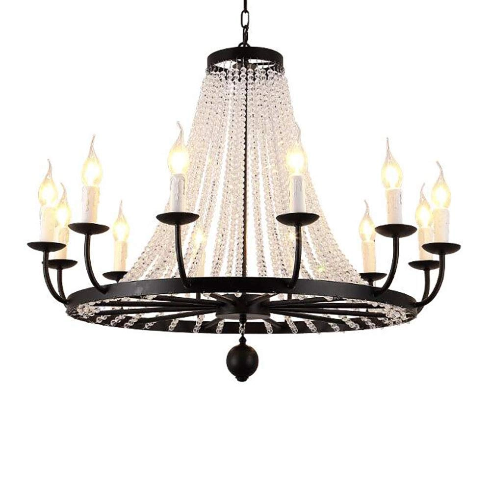 AYMAYA Luxury Iron Light French Crystal Chandelier