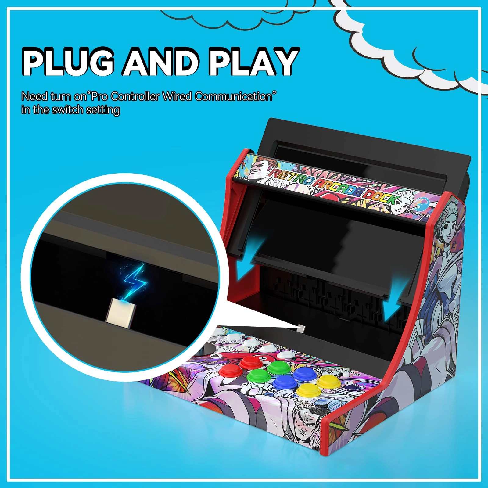Retro Arcade Stick - Neon Switch 2/OLED/Switch