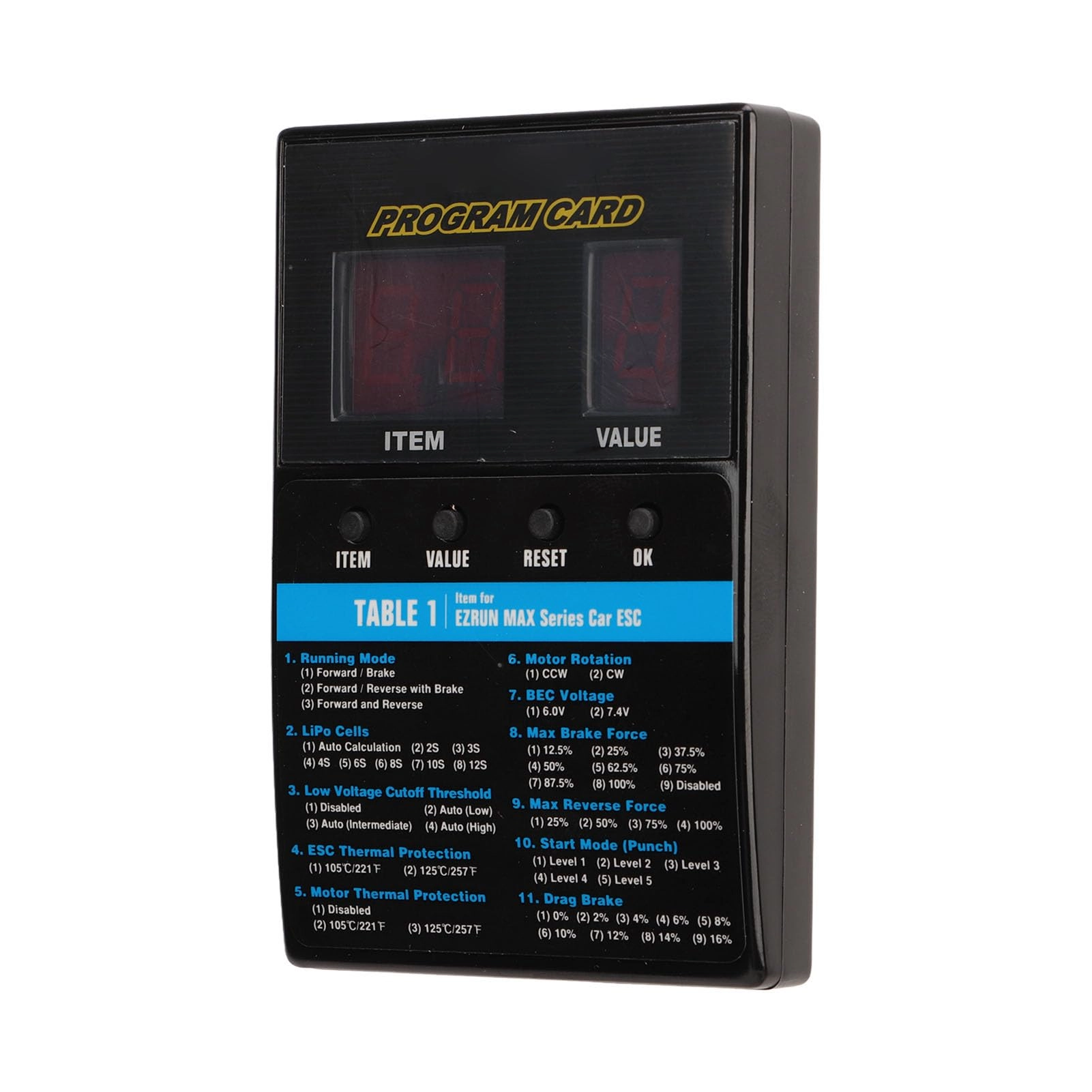 Chiyyak RC Program Card - Easy Operation Brushless ESC
