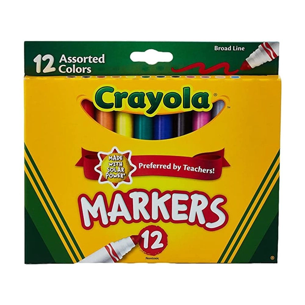 Broad Line Markers - 12 Multi Colour