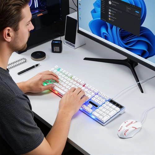 Keyboard - Wired + Gaming Corded Mouse
