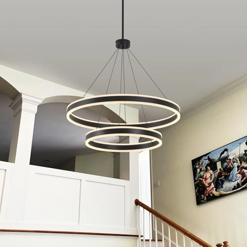 2 Lights Rings Chandelier - 76 inches