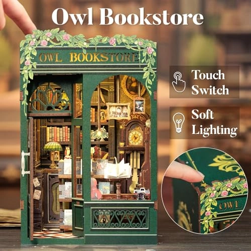Owl Bookstore Miniature Library - 3D Wooden Puzzle LED Lights
