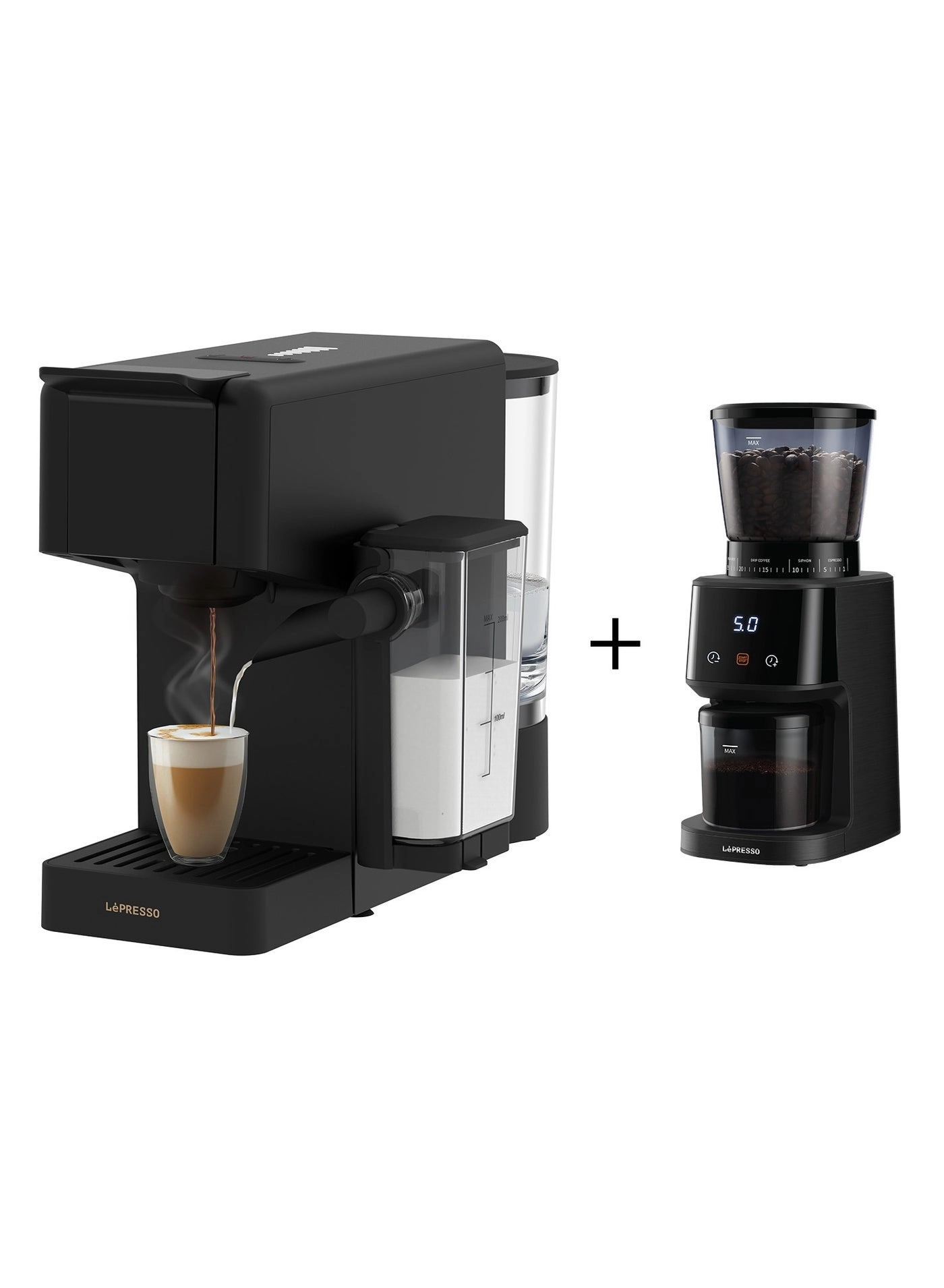 LePresso Crema Pro Multi-Capsule + Conical Burr Grinder - 31 Grind Settings