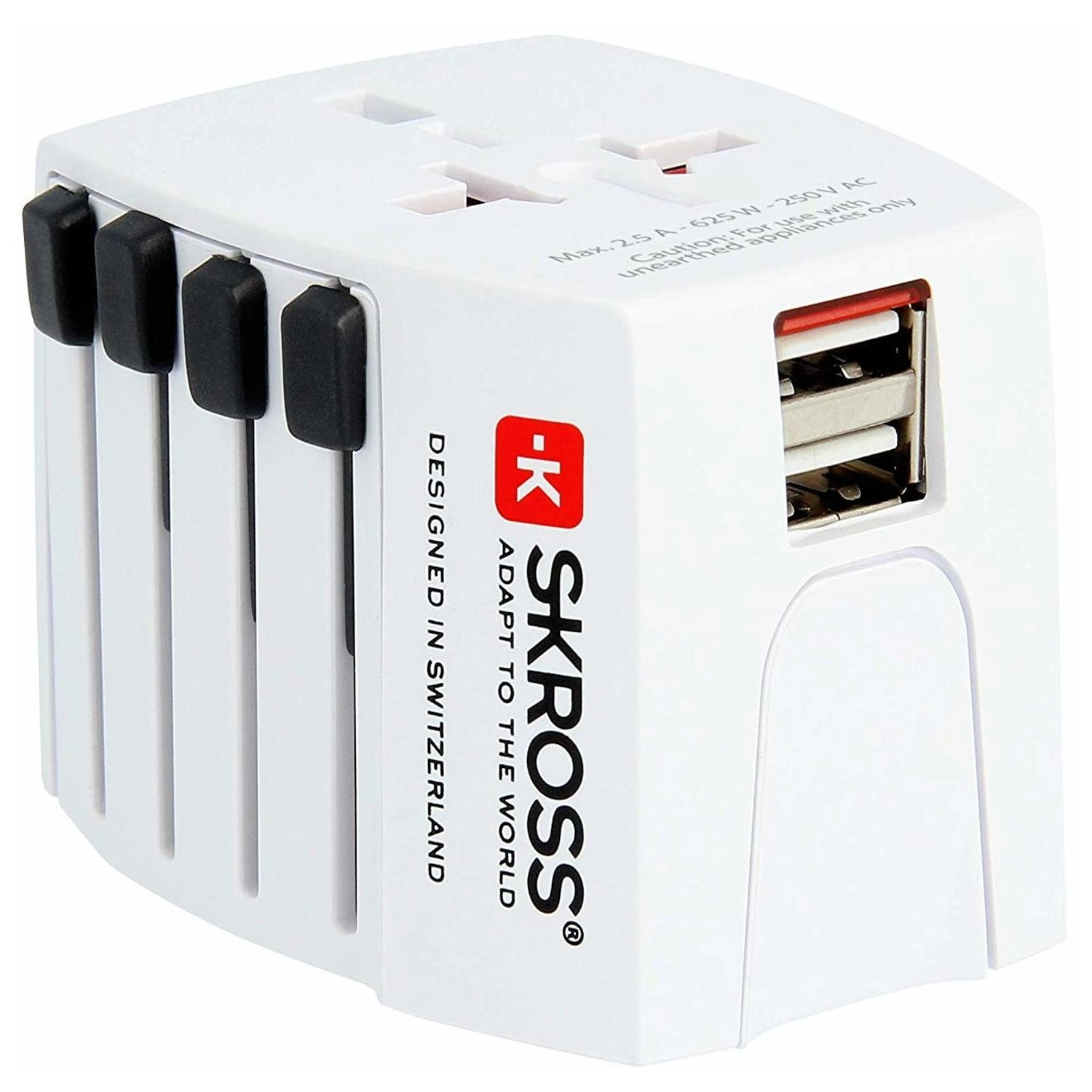 Skross 1302930 Travel Adapter - Euro, Australia/China, UK, USA/Japan 625 Watt