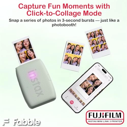 Instax Mini Link 3 - Smartphone Printer + Protective Case + INSTAX MINI Instant Film - 20 Sheets + Hanging Photo Frames + Microfiber Cleaning Cloth