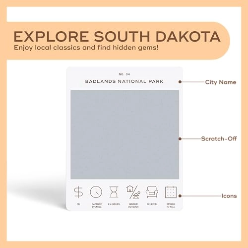 South Dakota Adventure Bucket List - 50 Scratch-Off Cards