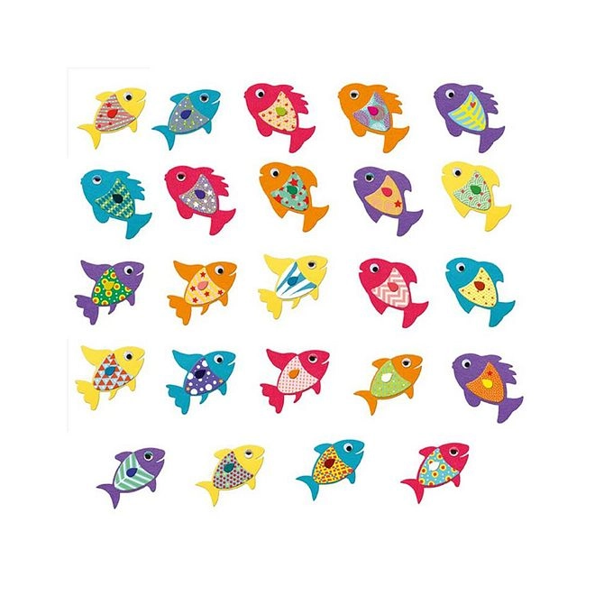 I Love Fishes Sticker Book Puffy Stickers Pre Cut Felt Fish 33 pcs