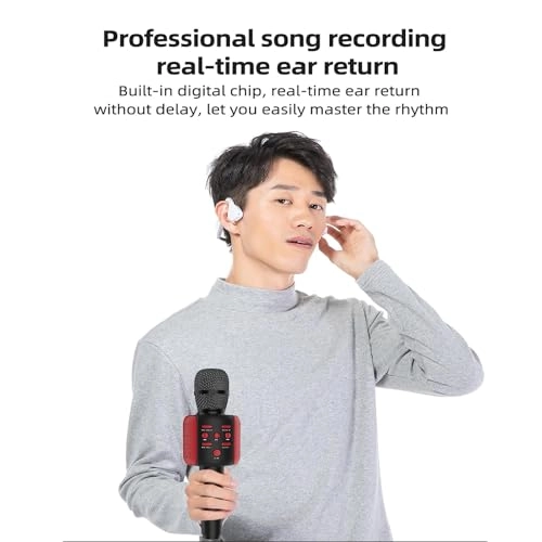 Wireless Karaoke Mic - 2-in-1 Built-in Speaker Black