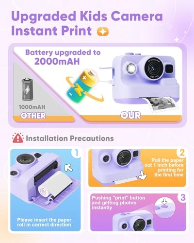 Kids Camera Instant Print - 12MP 1080P 2.4" Screen