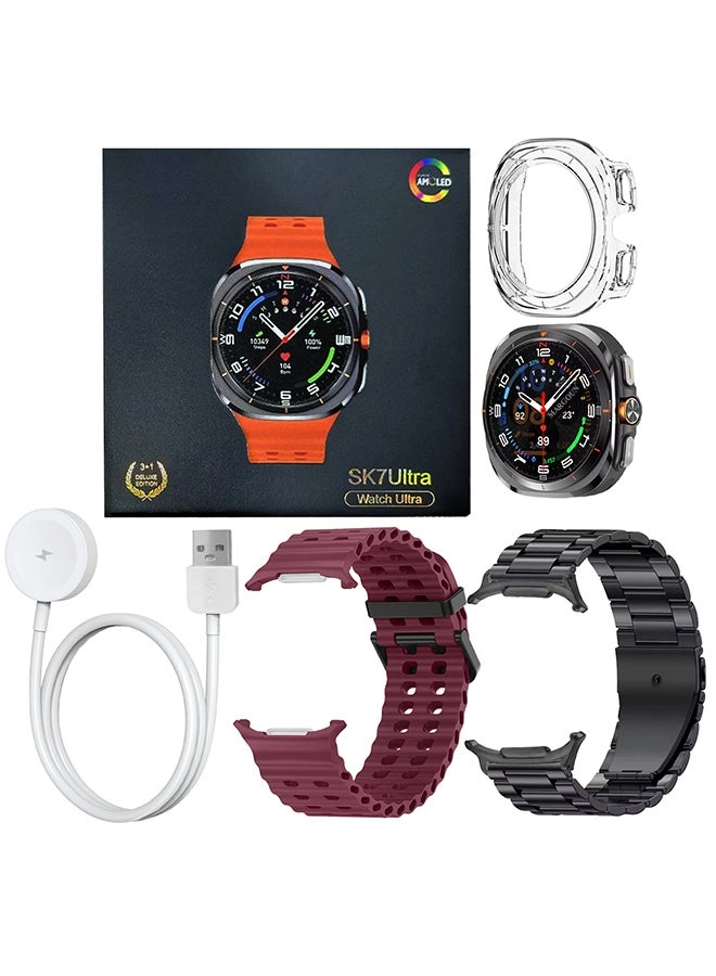 SK7 Ultra + Stainless Steel Band + Silicone Band + Charging Cable + TPU Case Protector