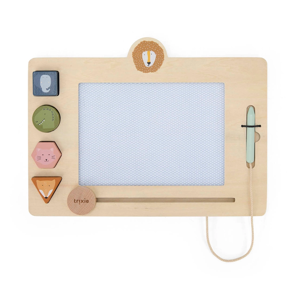 Wooden Drawing Board - magnetic animal stamps pen four colors
