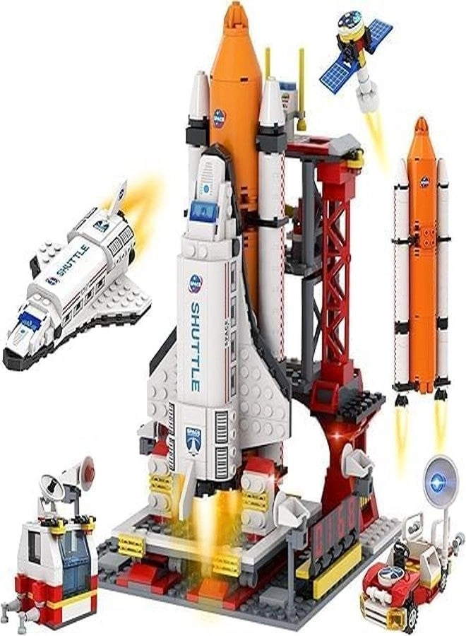 EXOMOON Space Shuttle Toys Building Sets - STEM Space Transport Rocket&Airplane Launcher