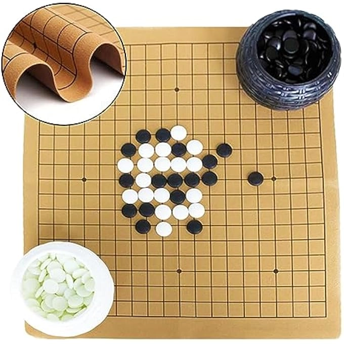 Go Game Set - Travel Foldable Leather Board Resin Bowls