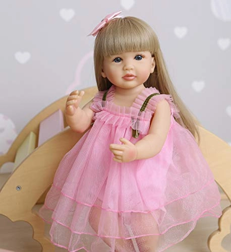 Reborn Baby Doll - 22 inch Silicone Vinyl Blonde Hair Ages 3+