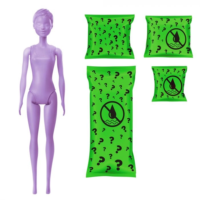 Barbie Color Reveal Glitter! Hair Swaps Doll - Glittery Blue 25 Hairstyling & Party-Themed Surprises Ages 3+