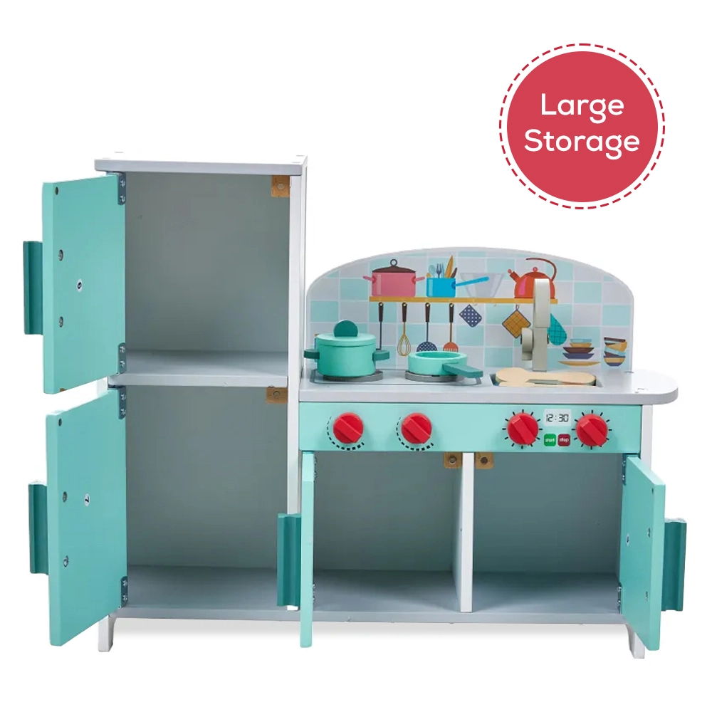 Wooden Pretend Play Kitchen - 8 pcs (4092083-LS_KPS_GY)