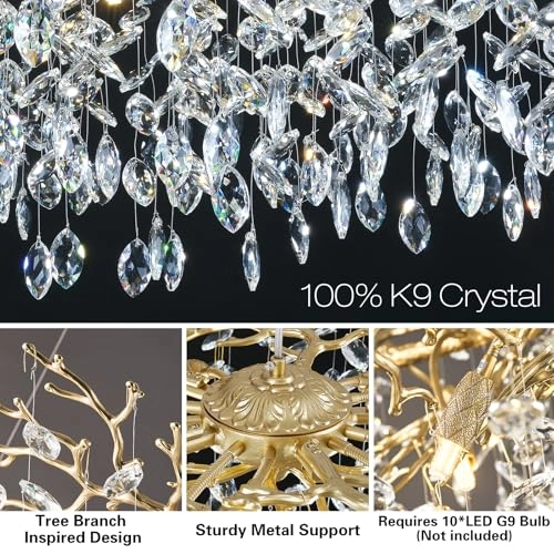 Round Crystal Chandelier - 3000 Kelvin Dimmable