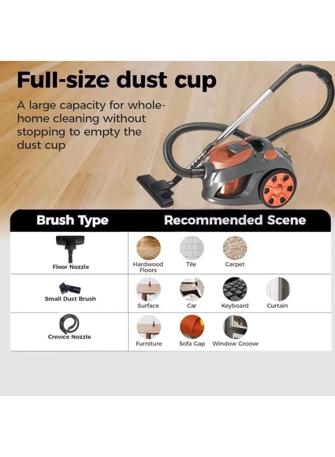 Canister Vacuum Cleaner - 3600W 3.5L 26KPa