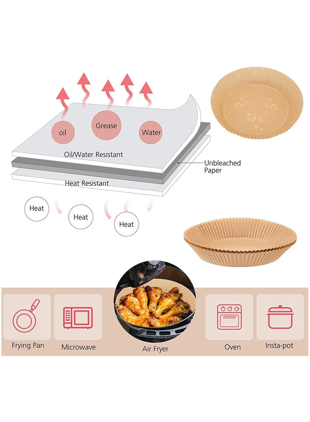 Air Fryer Disposable Paper Liner - Silicon paper 100 PCS