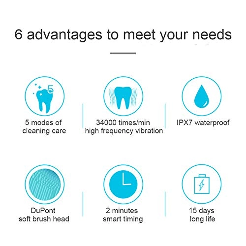 Sonic Toothbrush - 8 Brush Heads 5 Modes 60 Days