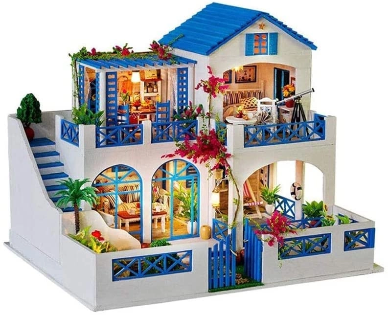 Villa garden DIY house - 42 * 34 * 32cm With music Dust cover