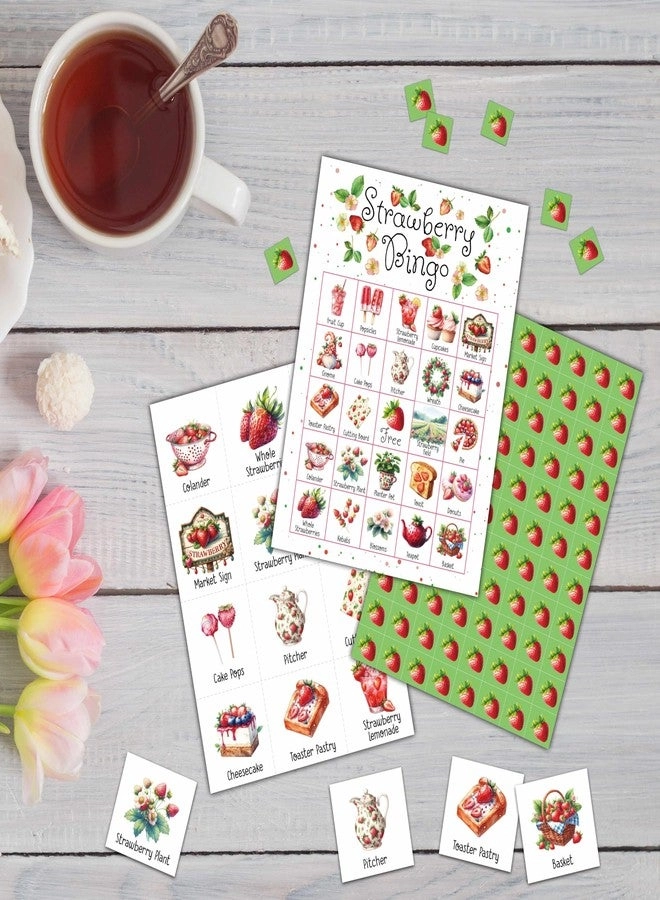 Strawberry Bingo Games - 24 Players Summer Berry Bingo Card