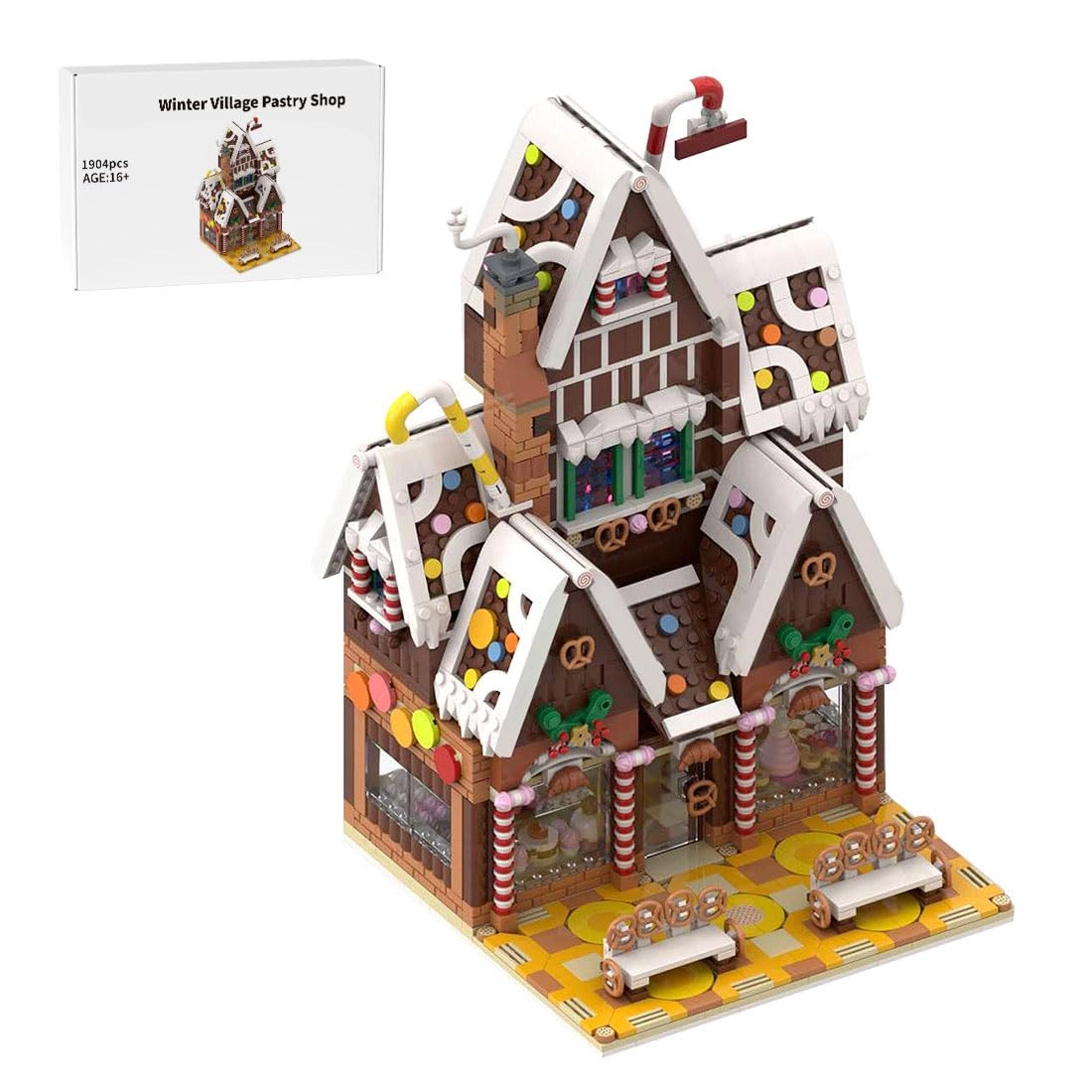 Thinkizen Christmas House Building Blocks Model - winter village patisserie 1,904 pcs Christmas