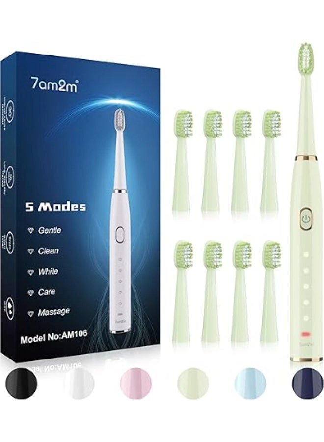 Sonic Electric Toothbrush - 8 Heads 5 Modes Midnight Black