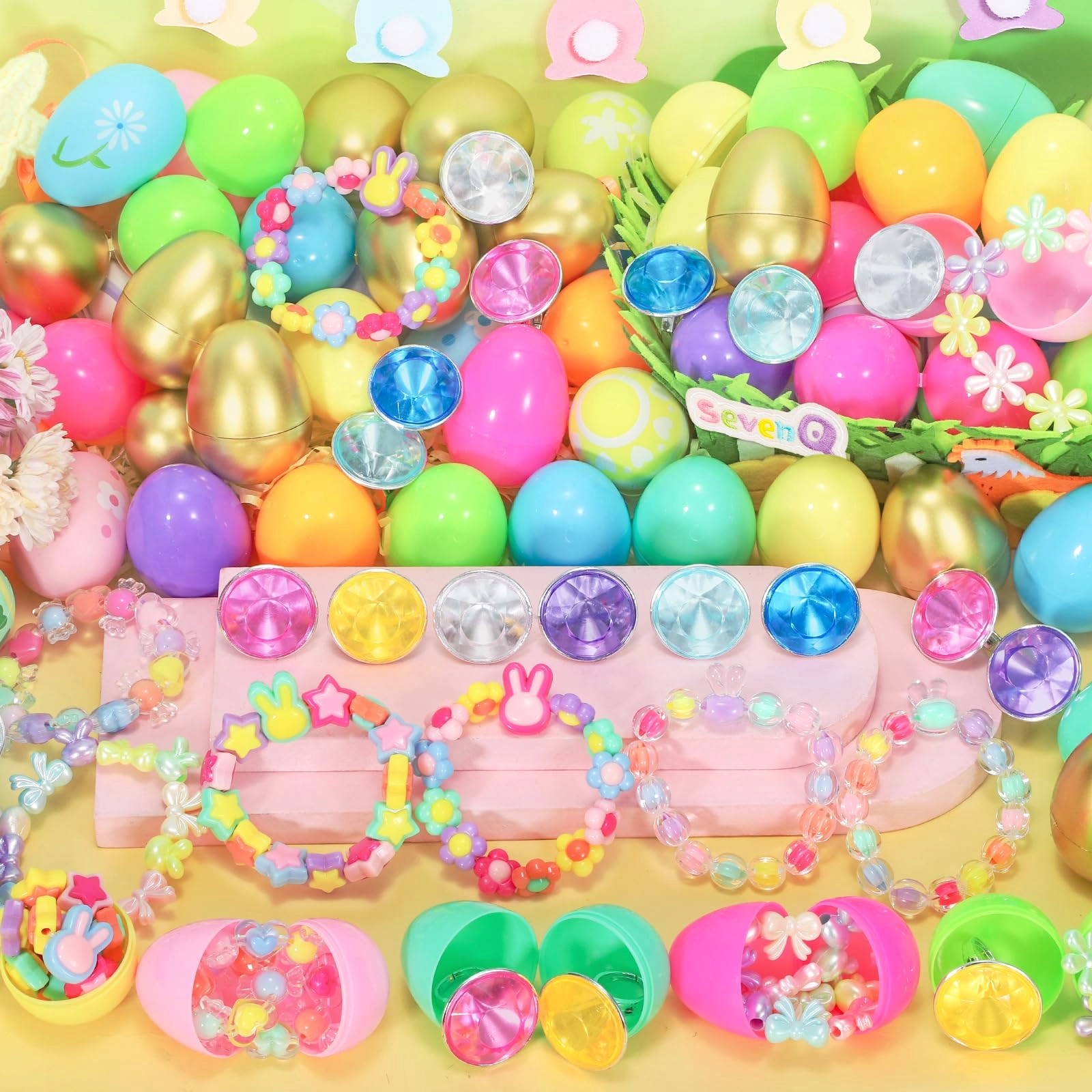 Prefilled Easter Eggs Princess - 24 Pack Bracelets Rings