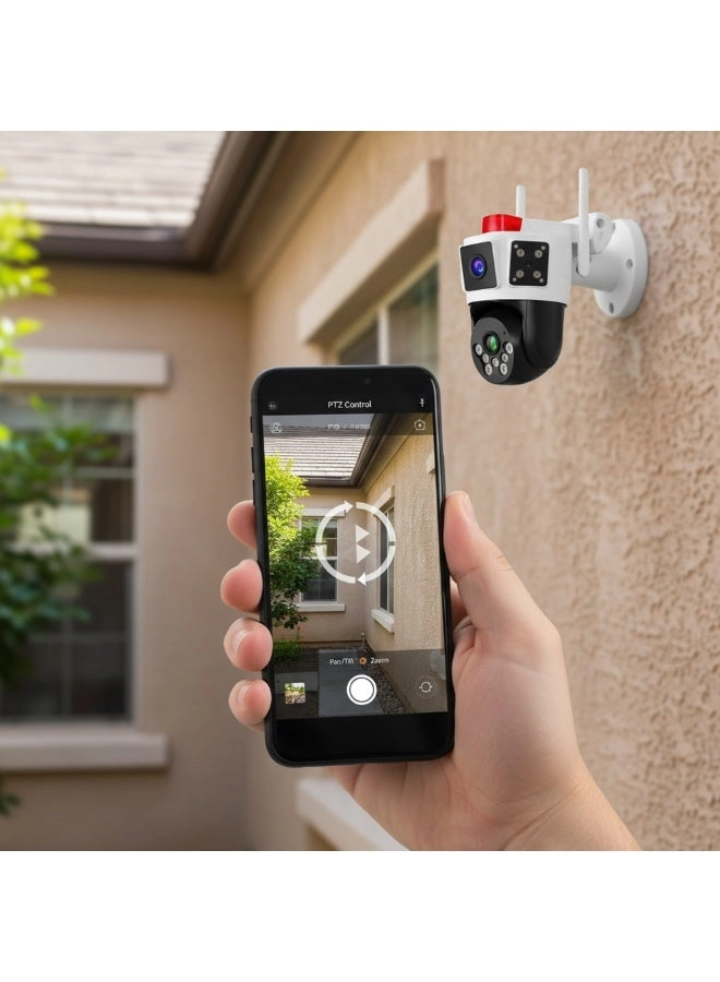 Solar Powered Multi-lens Warning Camera - 12MP 5G Wi-Fi 10X Zoom