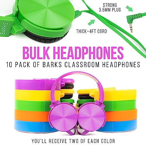 Classroom Headphones with Microphone - Wired Headphone Pack
