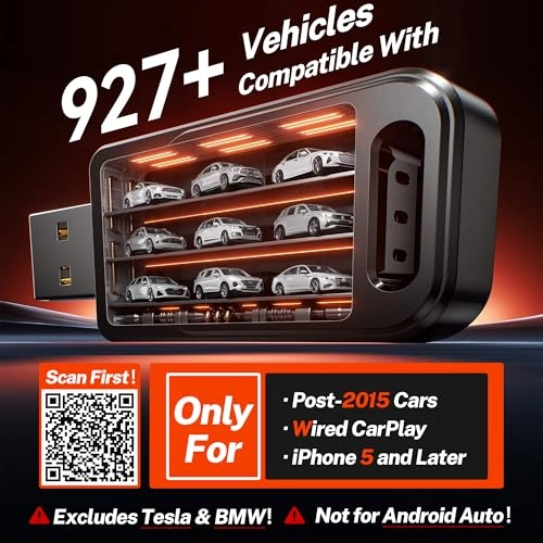 Wireless Carplay Adapter - 3X Fast Auto-Connect Plug&Play Matte Black